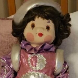 Purple and Silver Clown Doll